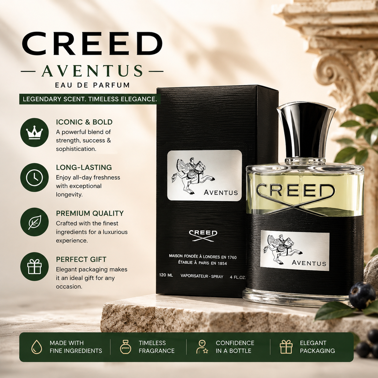 Pure Perfume Fragrance - Aventus Style Perfume For Men 120ml